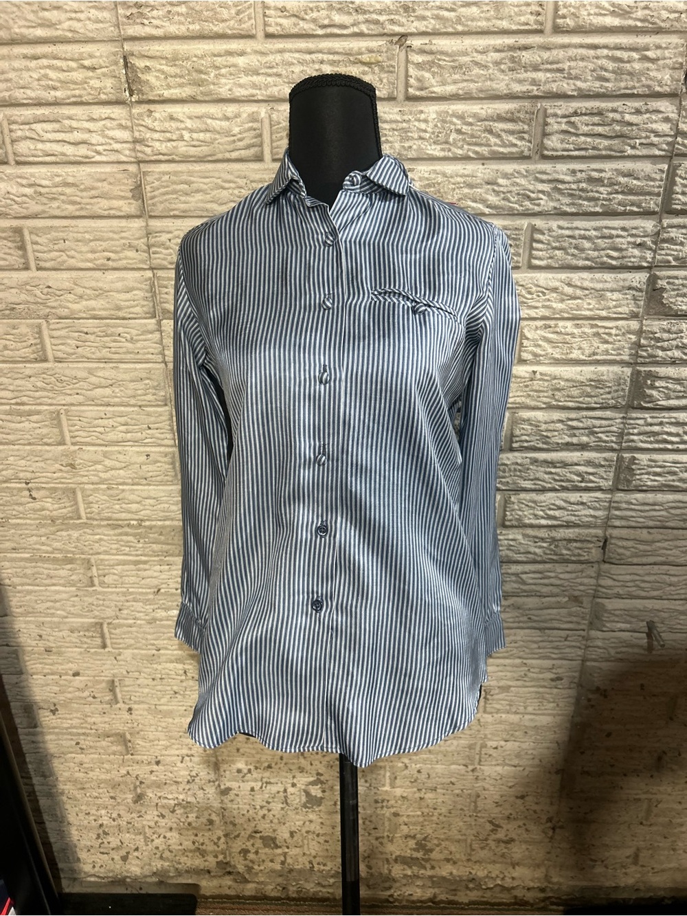 NWT Vintage Women's Long Sleeve Button-Up Shirt Striped Size 4 Made In USA 1980s